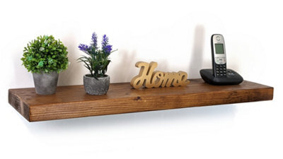 "Moderix Wooden Reclaimed Floating Shelf 9"" 220mm - Colour Medium Oak - Length 170Cm" - image 1