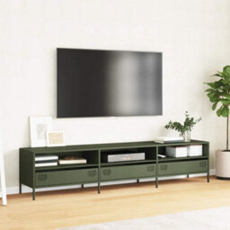 Berkfield Tv Cabinet Olive Green 202X39X43.5 Cm Cold-Rolled Steel - thumbnail 3