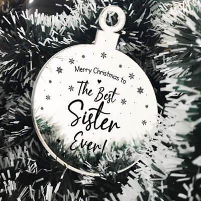 Red Ocean Christmas Gift The Best Sister Ever Engraved Hanging Tree Decoration Love Gift - image 1