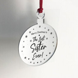 Red Ocean Christmas Gift The Best Sister Ever Engraved Hanging Tree Decoration Love Gift - thumbnail 4