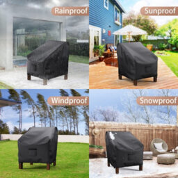 Set Of 2 Waterproof Garden Chair Covers In 210D Oxford Fabric, Black, 80 X 85 91 Cm - thumbnail 8