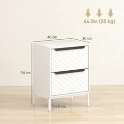 Homcom Chest Of Drawers, 2 Fabric Drawer Dresser, Aluminium Handles, White - thumbnail 3