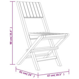 Berkfield Folding Garden Chairs 2 Pcs 47X61X90 Cm Solid Wood Teak - thumbnail 8