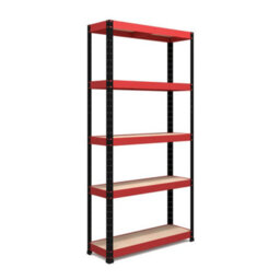 Rb Boss Garage Shelving Unit 5 Shelf Mdf Red & Black Powder Coated Steel (H)1800mm (W)900mm (D)300mm