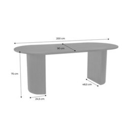 Sweeek - Oval Dining Table 200Cm In Rubberwood And Oak Veneer Seats 6-8 Black 200X90X75 Cm - Esteban - thumbnail 6