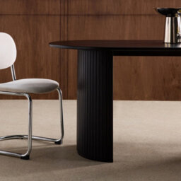 Sweeek - Oval Dining Table 200Cm In Rubberwood And Oak Veneer Seats 6-8 Black 200X90X75 Cm - Esteban - thumbnail 4