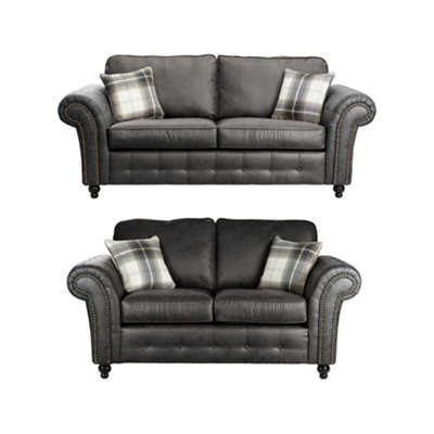 SquareBoxx Cedar Lounge Black Sofa Set 3+2 - image 1