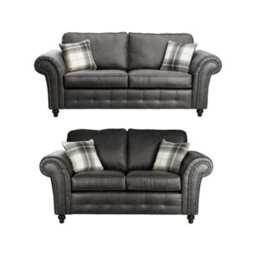 SquareBoxx Cedar Lounge Black Sofa Set 3+2
