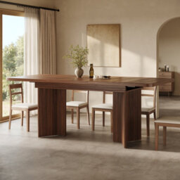Matteo Extendable Dining Table 120-160Cm - Rectangular Walnut Finish - thumbnail 4