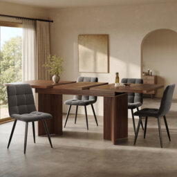 Matteo Extendable Dining Table 120-160Cm - Rectangular Walnut Finish - thumbnail 2