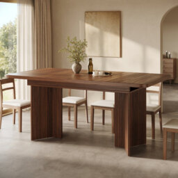 Matteo Extendable Dining Table 120-160Cm - Rectangular Walnut Finish - thumbnail 3