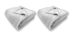 Waffle Flannel Fleece Throw Blanket Soft Warm Sofa Bed Travel (Silver Grey, King) - Pack Of 2 - thumbnail 1
