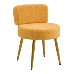 Yellow-Teddy Fleece Vanity Stool Dressing Table Chair - thumbnail 5