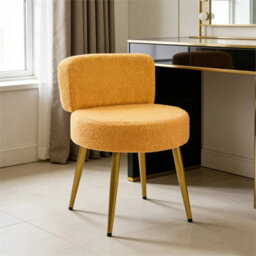 Yellow-Teddy Fleece Vanity Stool Dressing Table Chair - thumbnail 6
