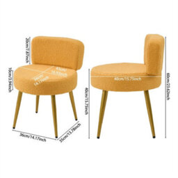 Yellow-Teddy Fleece Vanity Stool Dressing Table Chair - thumbnail 2