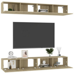 Berkfield Tv Cabinets 4 Pcs Sonoma Oak 100X30X30 Cm Engineered Wood - thumbnail 3