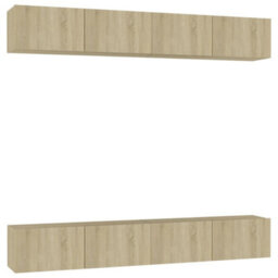 Berkfield Tv Cabinets 4 Pcs Sonoma Oak 100X30X30 Cm Engineered Wood - thumbnail 2
