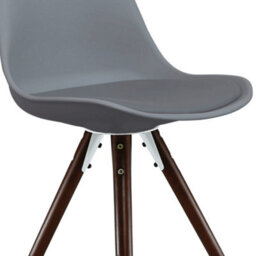 Fusion Living Soho Dark Grey Plastic Dining Chair With Pyramid Dark Wood Legs - thumbnail 3