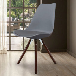 Fusion Living Soho Dark Grey Plastic Dining Chair With Pyramid Dark Wood Legs - thumbnail 2