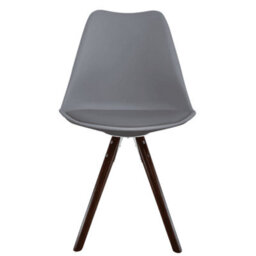 Fusion Living Soho Dark Grey Plastic Dining Chair With Pyramid Dark Wood Legs - thumbnail 7