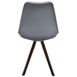 Fusion Living Soho Dark Grey Plastic Dining Chair With Pyramid Dark Wood Legs - thumbnail 4