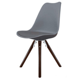 Fusion Living Soho Dark Grey Plastic Dining Chair With Pyramid Dark Wood Legs - thumbnail 1