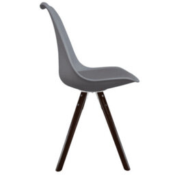 Fusion Living Soho Dark Grey Plastic Dining Chair With Pyramid Dark Wood Legs - thumbnail 6