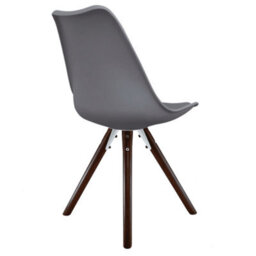 Fusion Living Soho Dark Grey Plastic Dining Chair With Pyramid Dark Wood Legs - thumbnail 5
