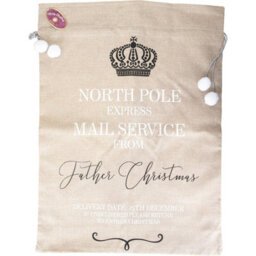 Shatchi North Pole Express Beige Hessian Sack Perfect For Holiday Gifts And Surprises - thumbnail 6