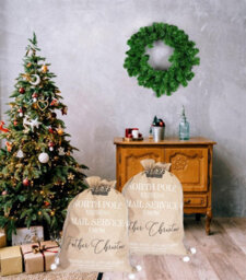 Shatchi North Pole Express Beige Hessian Sack Perfect For Holiday Gifts And Surprises - thumbnail 3