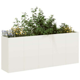 Berkfield Planter White 200X40X80 Cm Cold-Rolled Steel - thumbnail 1