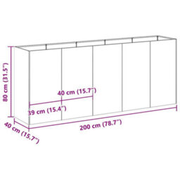 Berkfield Planter White 200X40X80 Cm Cold-Rolled Steel - thumbnail 9