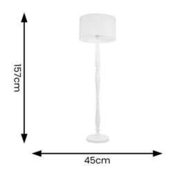 Valuelights Victoria Traditional White Wood Candlestick Floor Lamp With White Drum Shade - Led Bulb Included - thumbnail 5