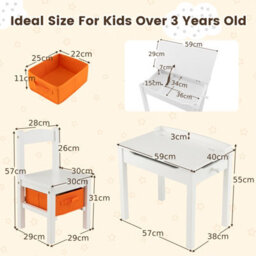 Costway Kids Table And Chair Set Children Wooden Activity Table Set W/ Drawer & Flip Top - thumbnail 2