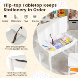 Costway Kids Table And Chair Set Children Wooden Activity Table Set W/ Drawer & Flip Top - thumbnail 6