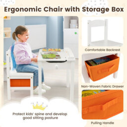 Costway Kids Table And Chair Set Children Wooden Activity Table Set W/ Drawer & Flip Top - thumbnail 7