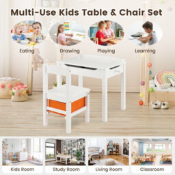 Costway Kids Table And Chair Set Children Wooden Activity Table Set W/ Drawer & Flip Top - thumbnail 9