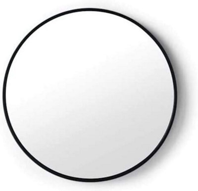 Deenz 50Cm Large Round Black Wall Mounted Mirror Aluminium Frame Bathroom Mirror - image 1