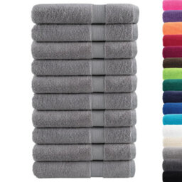 Berkfield Premium Towels Solund 10Pcs Grey 100X200Cm 600Gsm - thumbnail 2