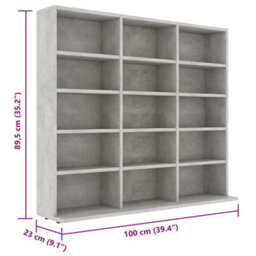 Walplus Cd Cabinet Concrete Grey 100X23X89.5 Cm Engineered Wood - thumbnail 6