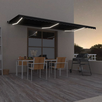 Berkfield Manual Retractable Awning With Led 600X350 Cm Anthracite - image 1