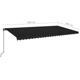 Berkfield Manual Retractable Awning With Led 600X350 Cm Anthracite - thumbnail 7