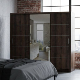 Bono Sz250 Sliding Door Wardrobe With Mirror Modern Design And Generous Storage Space Monastery Oak - thumbnail 3