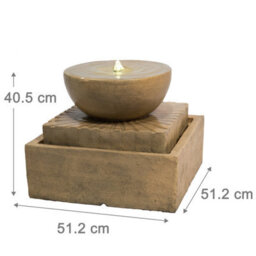 Teamson Home Garden Outdoor Water Feature, Large Square Water Fountain, 2 Tier Basin Design, With Led Lights - Light Brown - thumbnail 4