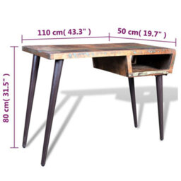 Berkfield Reclaimed Wood Desk With Iron Legs - thumbnail 8