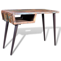 Berkfield Reclaimed Wood Desk With Iron Legs - thumbnail 4