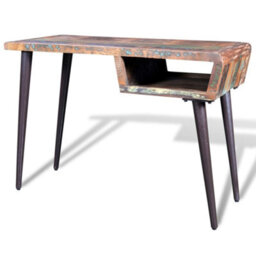 Berkfield Reclaimed Wood Desk With Iron Legs - thumbnail 3