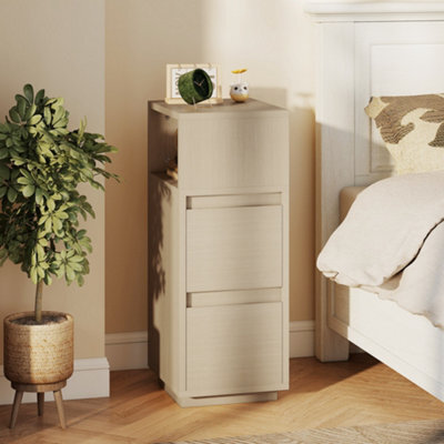 Homcom Slim Bedside Table, Bedside Cabinet With Open Shelf And 2 Drawers - image 1
