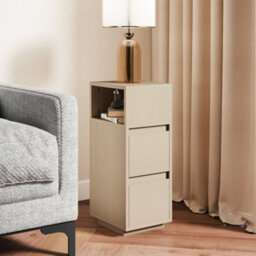 Homcom Slim Bedside Table, Bedside Cabinet With Open Shelf And 2 Drawers - thumbnail 9