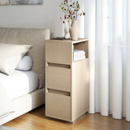 Homcom Slim Bedside Table, Bedside Cabinet With Open Shelf And 2 Drawers - thumbnail 8